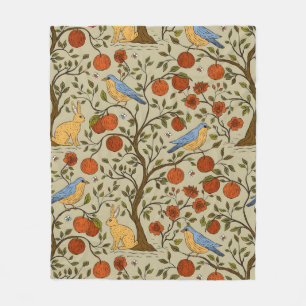 Stylische orange Äpfel auf braunen Bäumen Design Fleecedecke