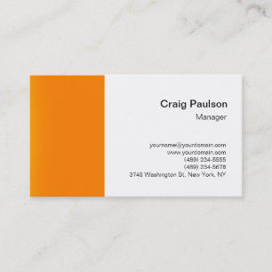 Stylische orange weiße einfache Visitenkarte für G