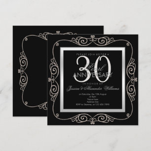 Stylische Perle gerahmt zum 30. Hochzeitstag Einladung