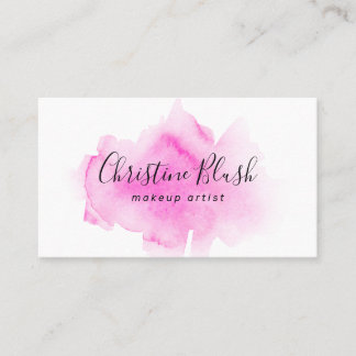 Stylische Pink Watercolor Splash MUA Business Card Visitenkarte