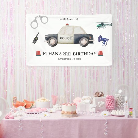 Stylische Polizei Kindergeburtstag Banner (Party)