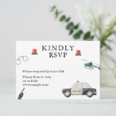 Stylische Polizei Kindergeburtstag Dankeskarte (Stehend Vorderseite)