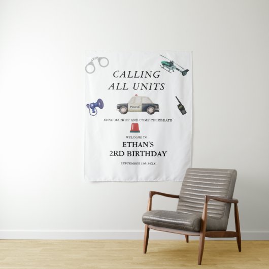 Stylische Polizei Kindergeburtstag Wandteppich (Beispiel)