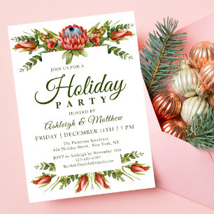 Stylische Protea Floral Holiday Party Einladung
