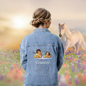 Stylische Raphael Cherubs & Typografie Denim Jacke