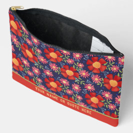 Stylische Red Floral Muster Custom Cosmetic Bag Zubehörtasche