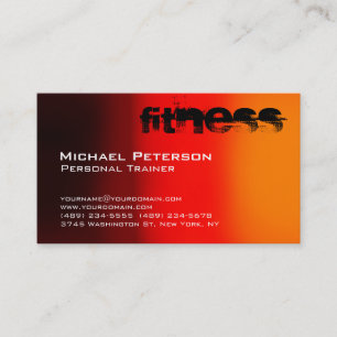 Stylische Red Yellow Brown Fitness Business Card Visitenkarte