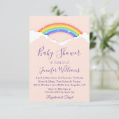 stylische Regenbogen- und Wolkendusche lila Einladung (Stehend Vorderseite)