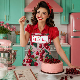 Stylische Retro-'Cherry Pop'-Rosa personalisiert Schürze