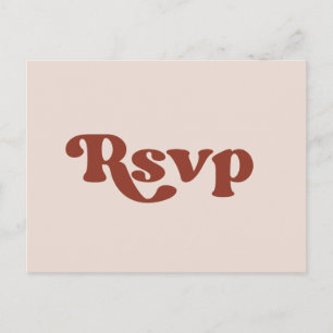 Stylische Retro-Pfirsich-Rosa-Hochzeits-RSVP Postkarte