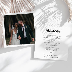 Stylische retro-schwarze und weiße Hochzeitskarte Dankeskarte