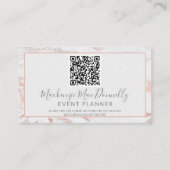 Stylische Rose Gold Foil Marmor Monogram QR Code Visitenkarte (Rückseite)