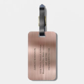 Stylische Rose Gold Metal 2 Monogram Initial Gepäckanhänger (Rückseite vertikal)