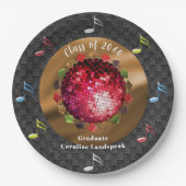 Stylische rote Disco-Kugel Abschlussfeier Spaß Pappteller (Vorderseite)