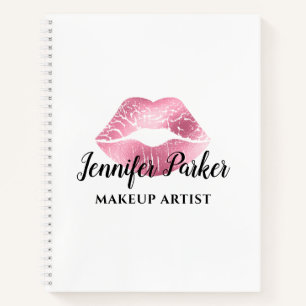 Stylische rote Glitter-Lippen Makeup-Artist Notizblock