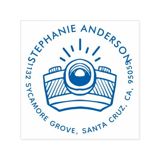 Stylische Round Cartoon Camera-Rücksendeadresse Permastempel (Design)