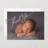 stylische Schrift danke der Geburt eines neugebore Ankündigungspostkarte (Vorne/Hinten)