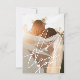 Stylische Schrift Foto Hochzeit Danke Karte