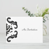 Stylische Schwarz/Weiß Damask individuelle Einladu Einladung (Stehend Vorderseite)