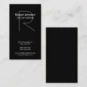 Stylische Schwarz-weiß Gray Monogram Business Card Visitenkarte (Vorne/Hinten)