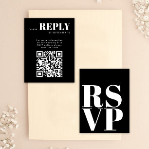 Stylische Schwarz-Weiß-RSVP-Karten für Hochzeits-Q RSVP Karte
