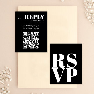 Stylische Schwarz-Weiß-RSVP-Karten für Hochzeits-Q RSVP Karte