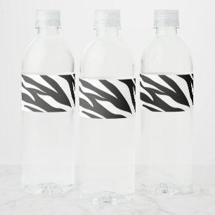 Stylische schwarz-weiße Zebradruck-Safari-Geburtst Wasserflaschenetikett