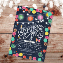Stylische schwarze Sommerparty-Lampions-Einladung