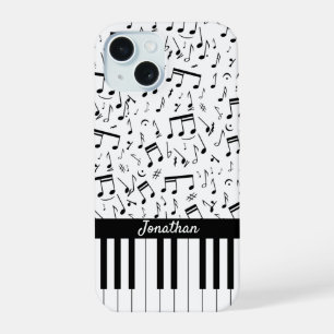 Stylische schwarze und weiße Pianotasten iPhone 15 Hülle