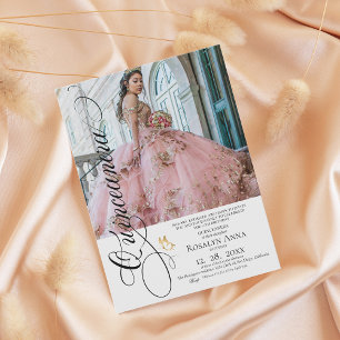 Stylische spanische Quinceañera-2-Foto Einladung