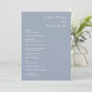 Stylische staubblaue moderne Hochzeit Programm