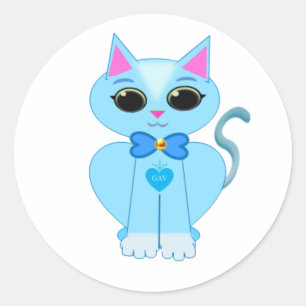 Stylische süße hellblaue Kätzchenkatze Runder Aufkleber