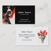 Stylische Tailor Dressmaker Black Business Card Visitenkarte (Vorne/Hinten)
