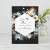 Stylische Typografie Celestial Wedding Save The Date (Stehend Vorderseite)