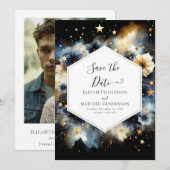 Stylische Typografie Celestial Wedding Save The Date (Vorne/Hinten)