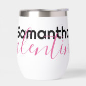 Stylische Typografie Name Valentine Water Flasche (Links)