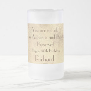 Stylische und humorvolle personalisierte 40. Gebur Mattglas Bierglas