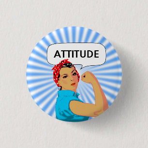 Stylische Vintage-Frau & editierbarer Attitude-Tex Button