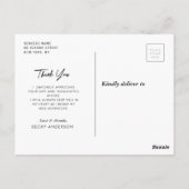 stylische weiße Schrift danke Abschluss Postkarte (Rückseite)