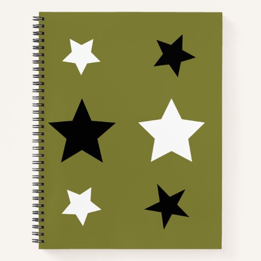 Stylische weiße schwarze Sterne täglich Notizblock (Vorderseite)