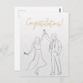 Stylische White Congratulation Wedding Card Postkarte (Vorne/Hinten)