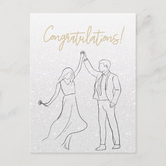 Stylische White Congratulation Wedding Card Postkarte (Vorderseite)