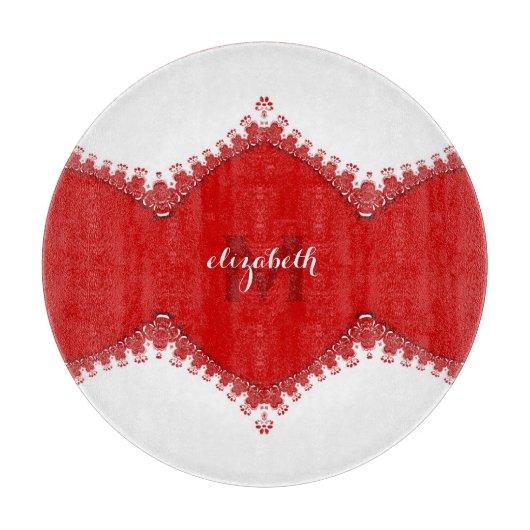 Stylische White Red Lace Personalize It Wohngestal Schneidebrett (Vorderseite)