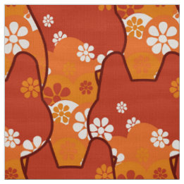 stylischer 70er Retro-Mod- Stoff - Katze Kätzchen
