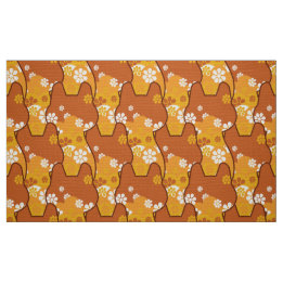 stylischer 70er Retro-Modestoff - Katze Kätzchen Stoff