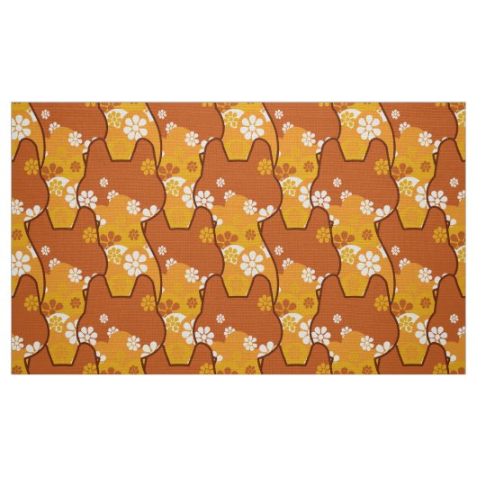 stylischer 70er Retro-Modestoff - Katze Kätzchen Stoff (Fat Quarter (45,7 x 55,9 cm))