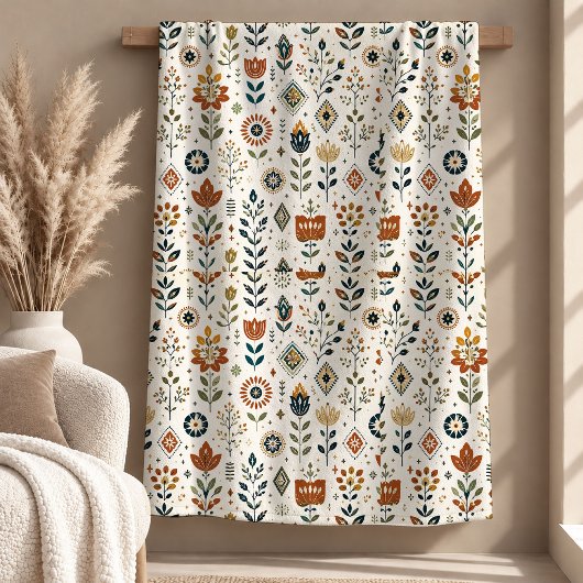 Stylischer abstrakter botanischer Regenbogen-Boho- Fleecedecke