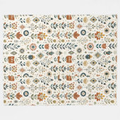 Stylischer abstrakter botanischer Regenbogen-Boho- Fleecedecke (Vorderseite (Horizontal))