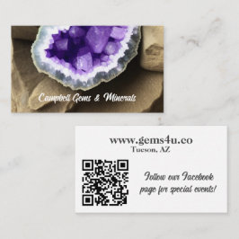 Stylischer Amethyst Geode mit QR Code Visitenkarte