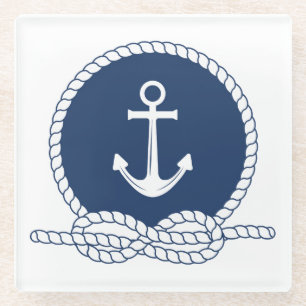 Stylischer Anker und Seil Glasuntersetzer